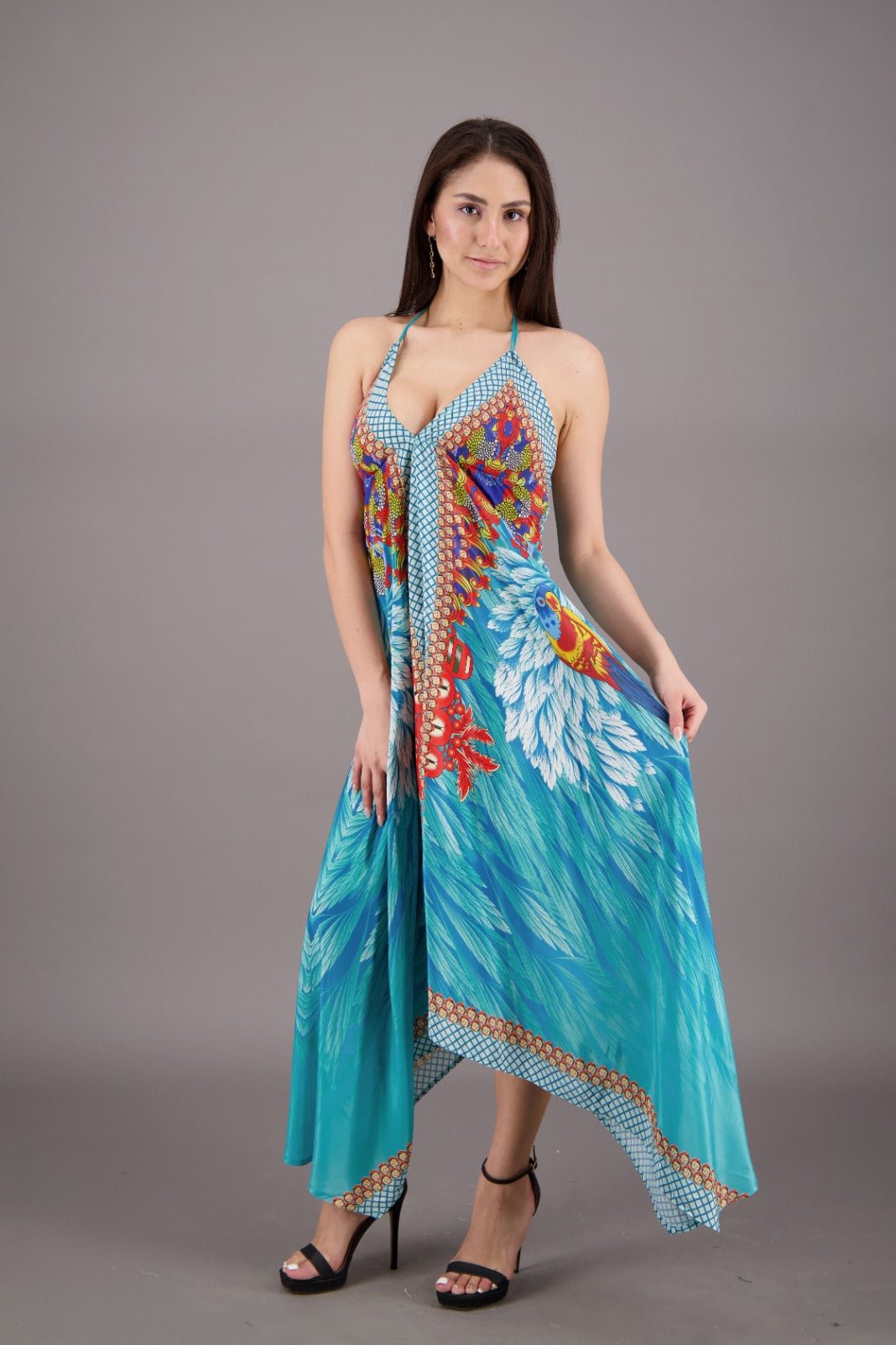 Exotic Digital Print Halter Dress AB - 23022 - Advance Apparels Inc