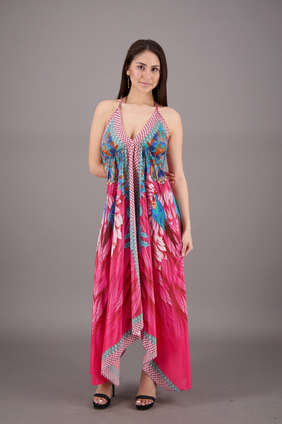 Exotic Digital Print Halter Dress AB - 23022 - Advance Apparels Inc