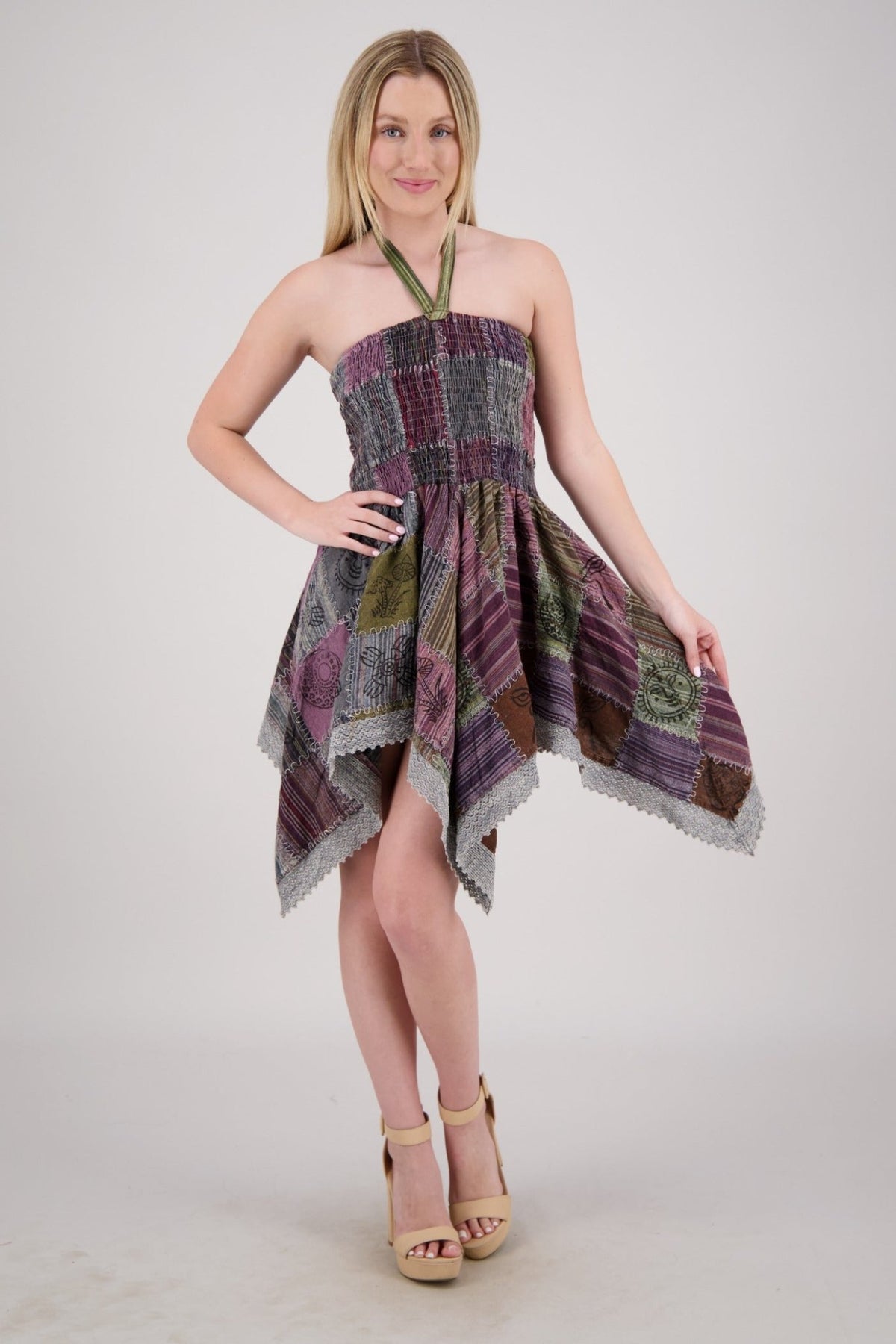 Fairytale Patchwork Midi Dress PAT-3525 - Advance Apparels Inc