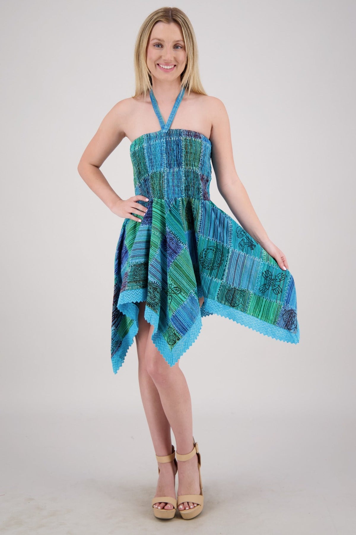 Fairytale Patchwork Midi Dress PAT-3525 - Advance Apparels Inc