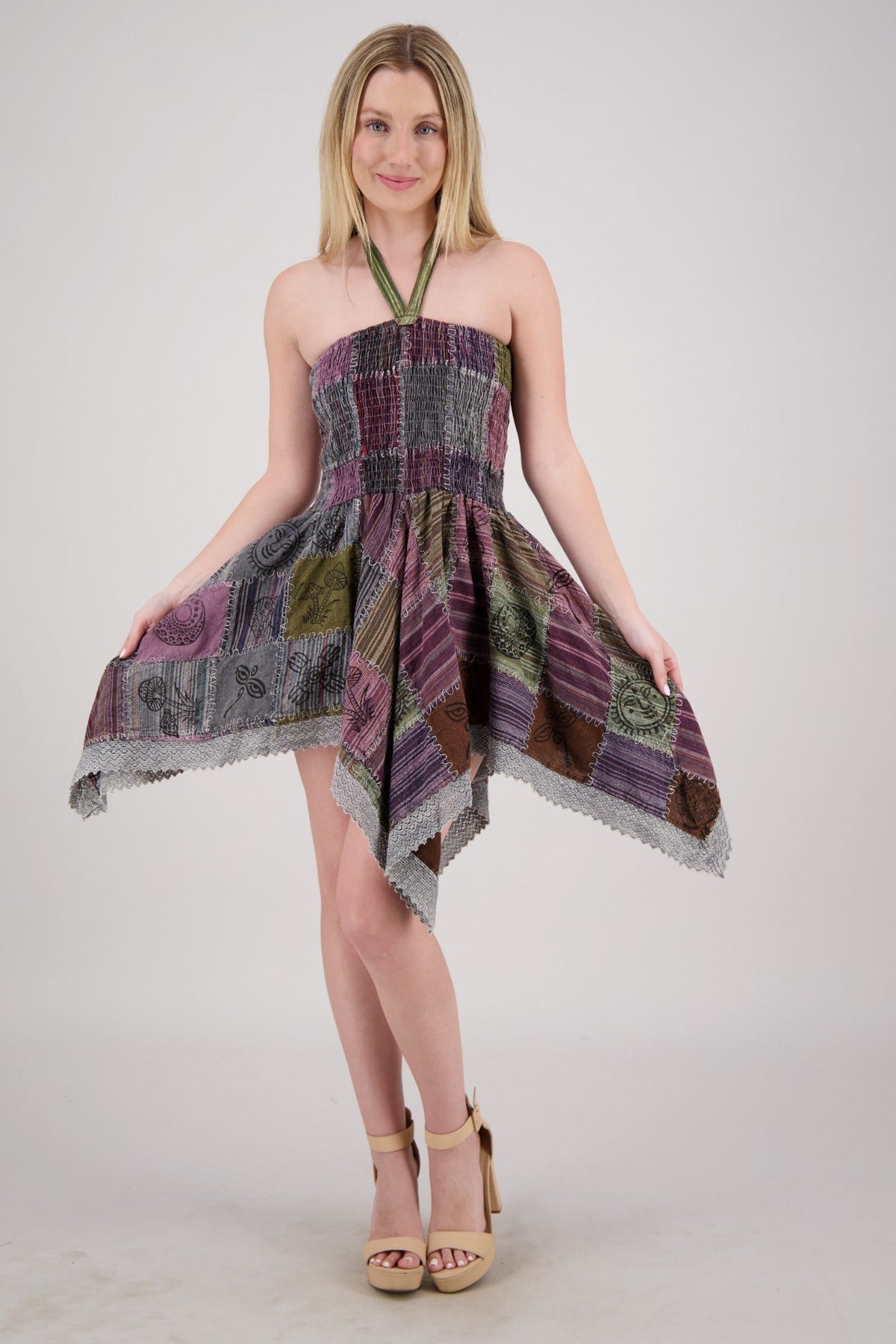 Fairytale Patchwork Midi Dress PAT-3525 - Advance Apparels Inc