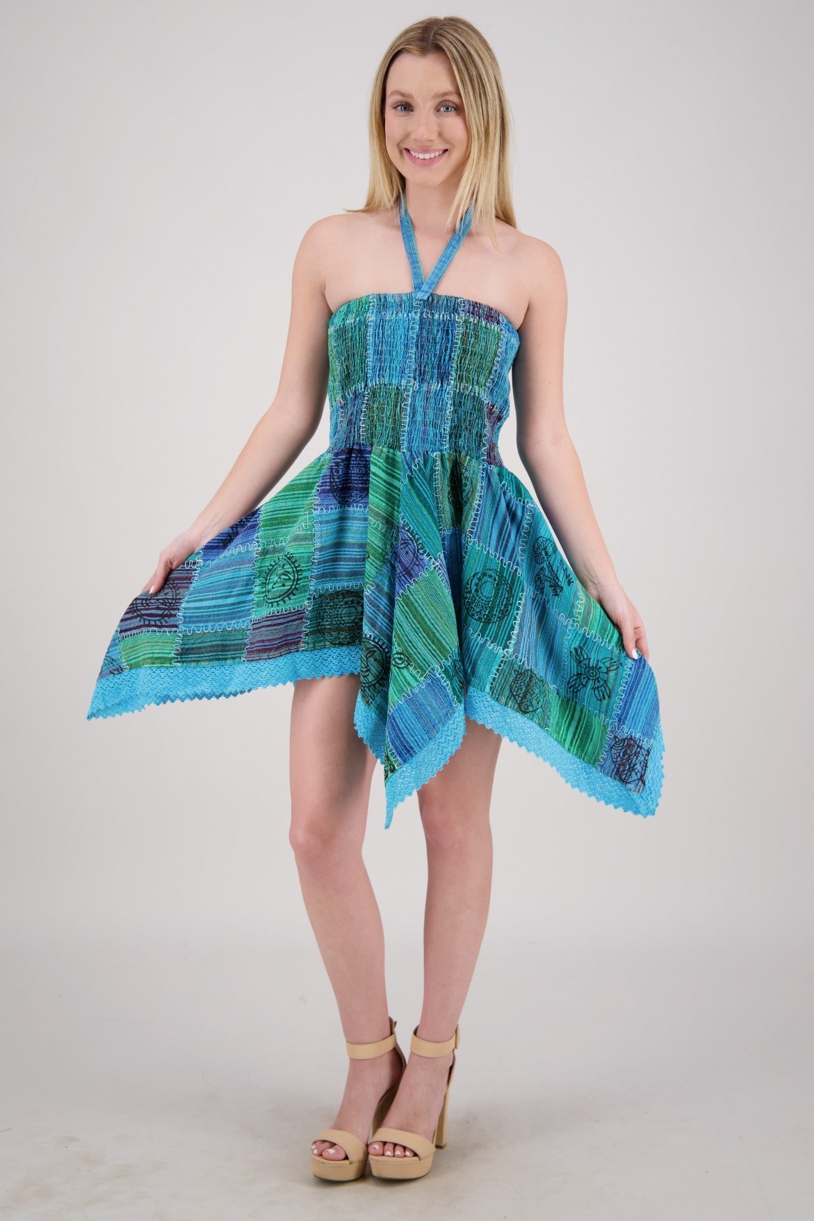 Fairytale Patchwork Midi Dress PAT-3525 - Advance Apparels Inc