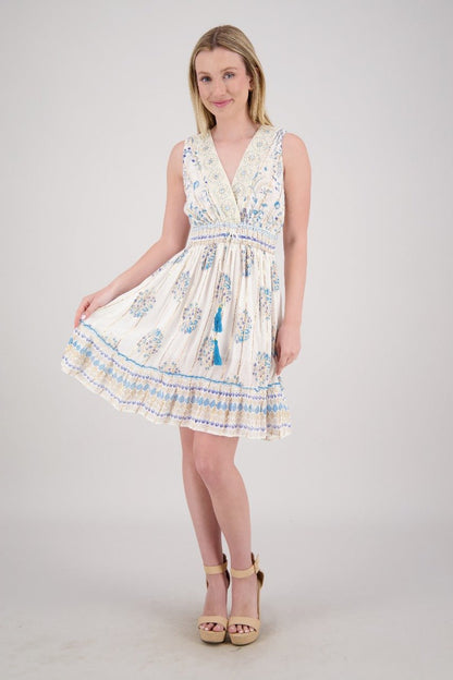 Floral Medallion V-Neck Mini Dress 25214 - Advance Apparels Inc