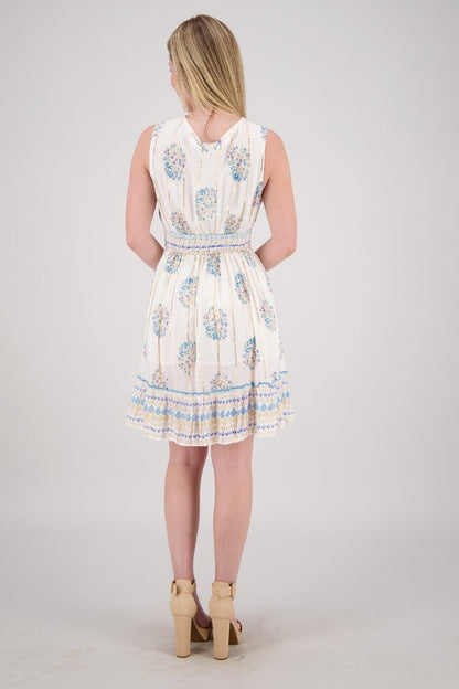 Floral Medallion V-Neck Mini Dress 25214 - Advance Apparels Inc