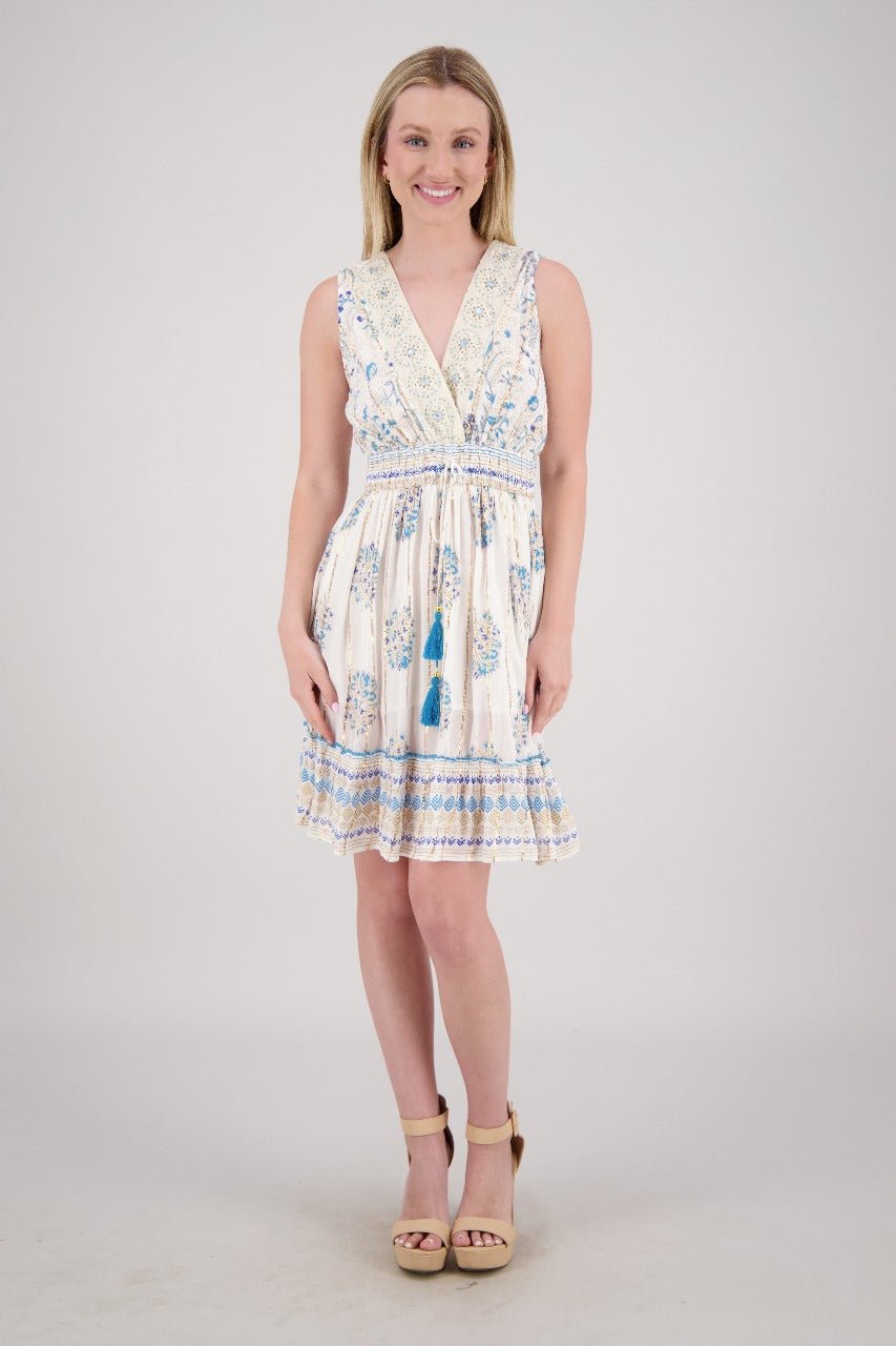 Floral Medallion V-Neck Mini Dress 25214 - Advance Apparels Inc