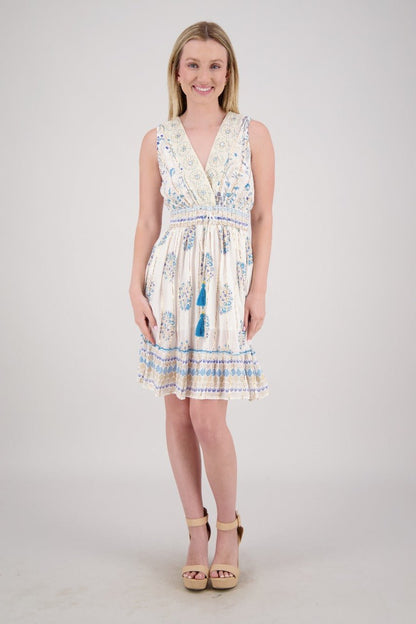 Floral Medallion V-Neck Mini Dress 25214 - Advance Apparels Inc