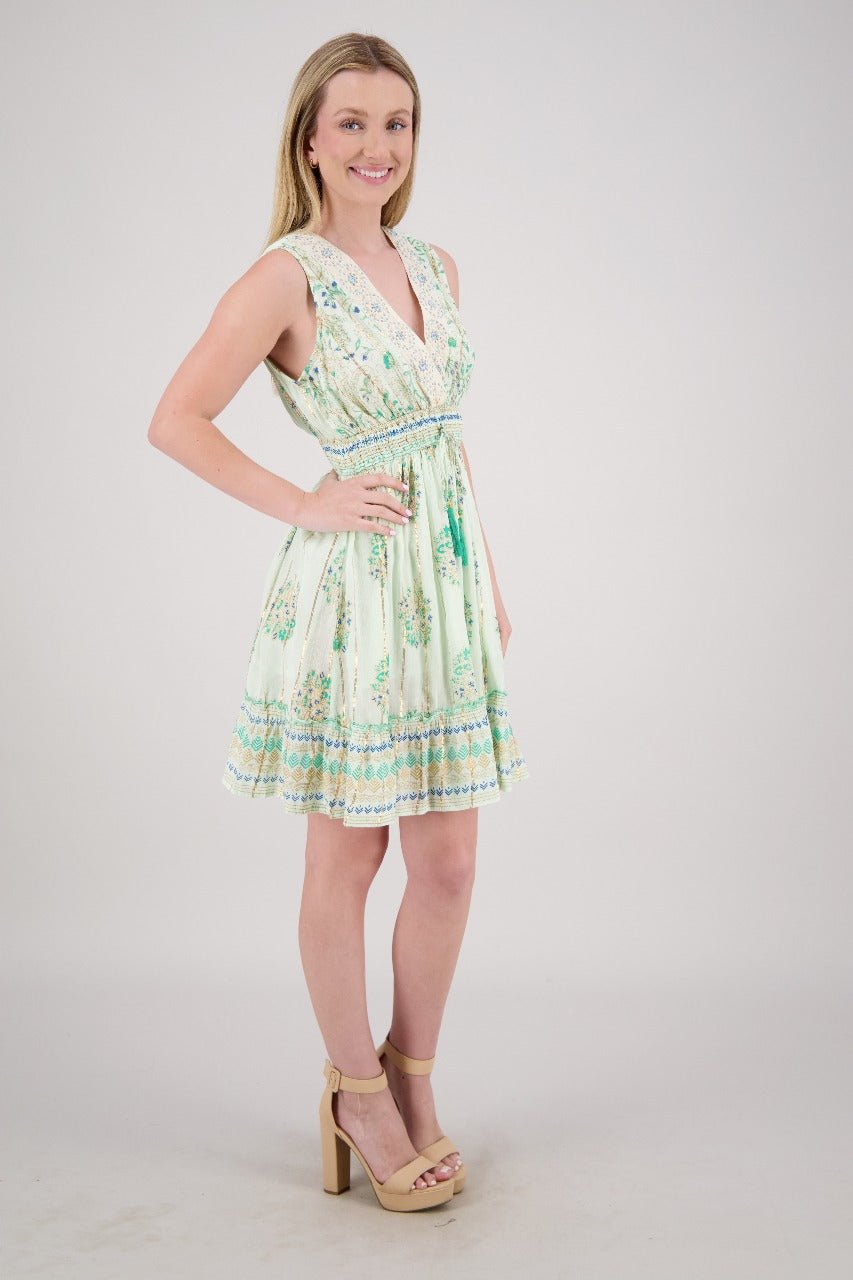 Floral Medallion V-Neck Mini Dress 25214 - Advance Apparels Inc