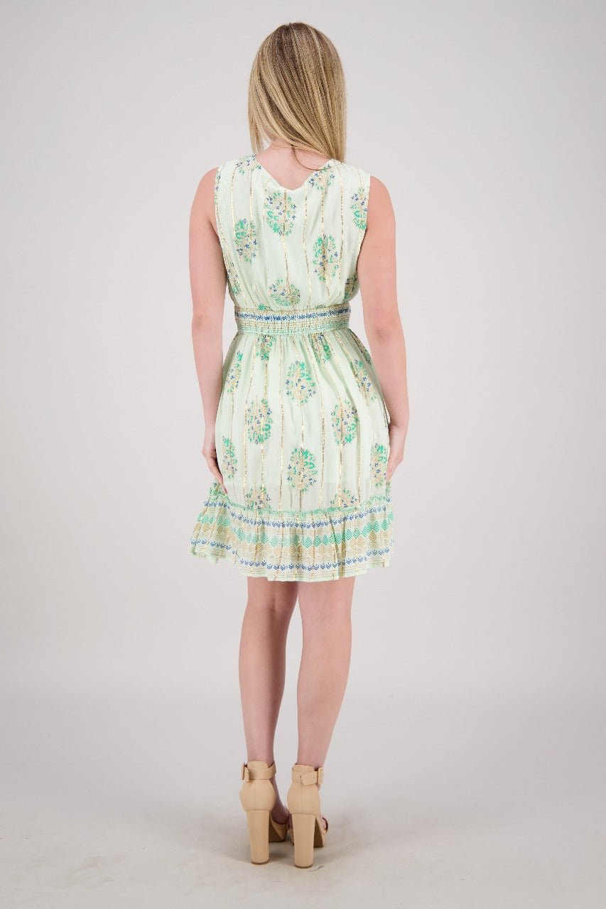Floral Medallion V-Neck Mini Dress 25214 - Advance Apparels Inc