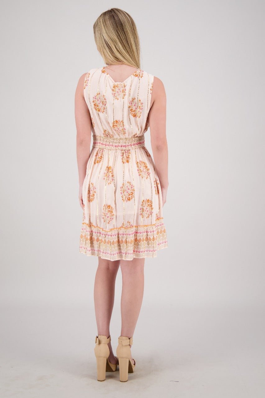 Floral Medallion V-Neck Mini Dress 25214 - Advance Apparels Inc