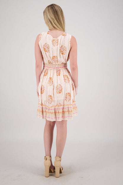 Floral Medallion V-Neck Mini Dress 25214 - Advance Apparels Inc
