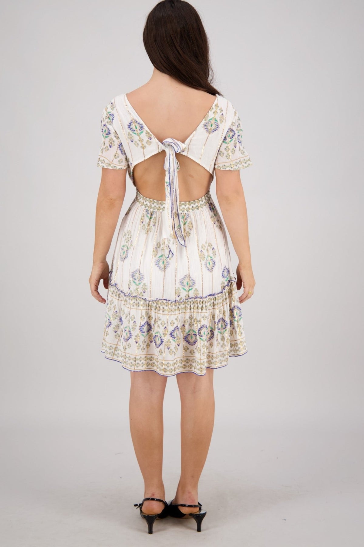 Flowy Boho Mini Dress with Keyhole Back 25213 - Advance Apparels Inc