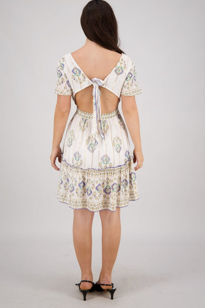Flowy Boho Mini Dress with Keyhole Back 25213 - Advance Apparels Inc