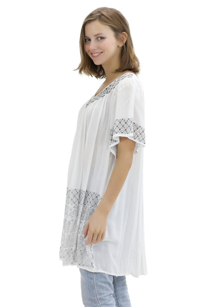 Geometric Border Print Blouse 94 - Advance Apparels Inc
