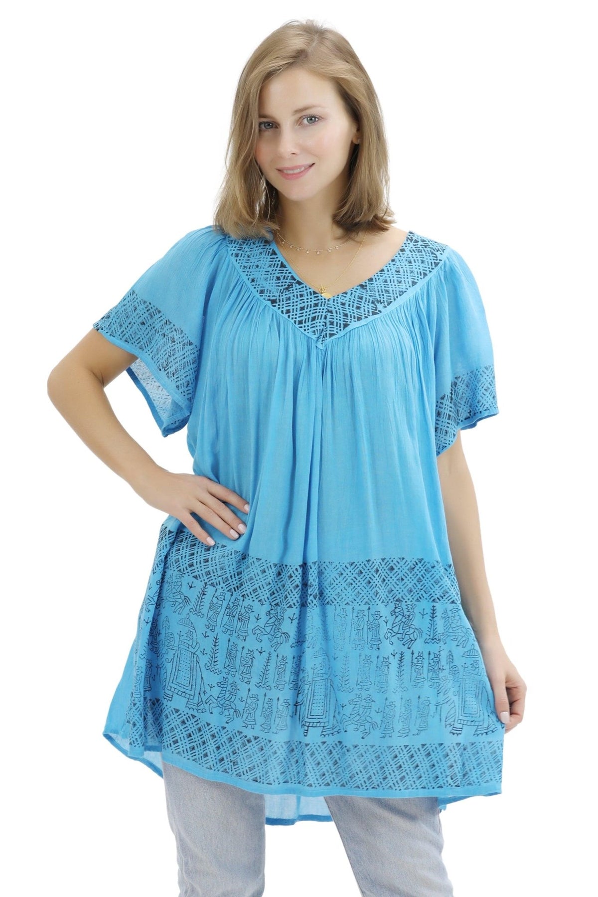 Geometric Border Print Blouse 94 - Advance Apparels Inc
