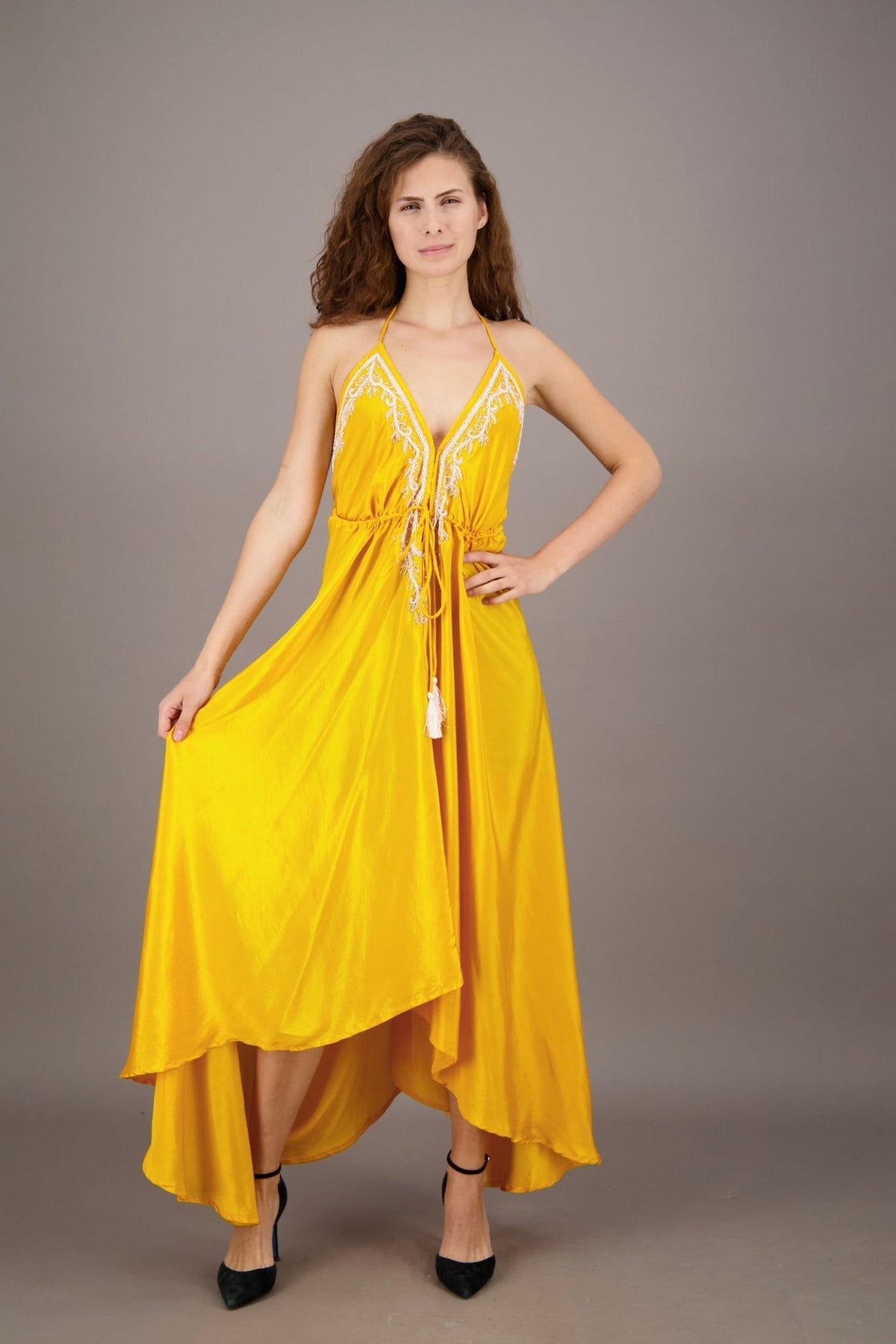 Hand Embroidered Scarf Dress PD - 7777 - Advance Apparels Inc