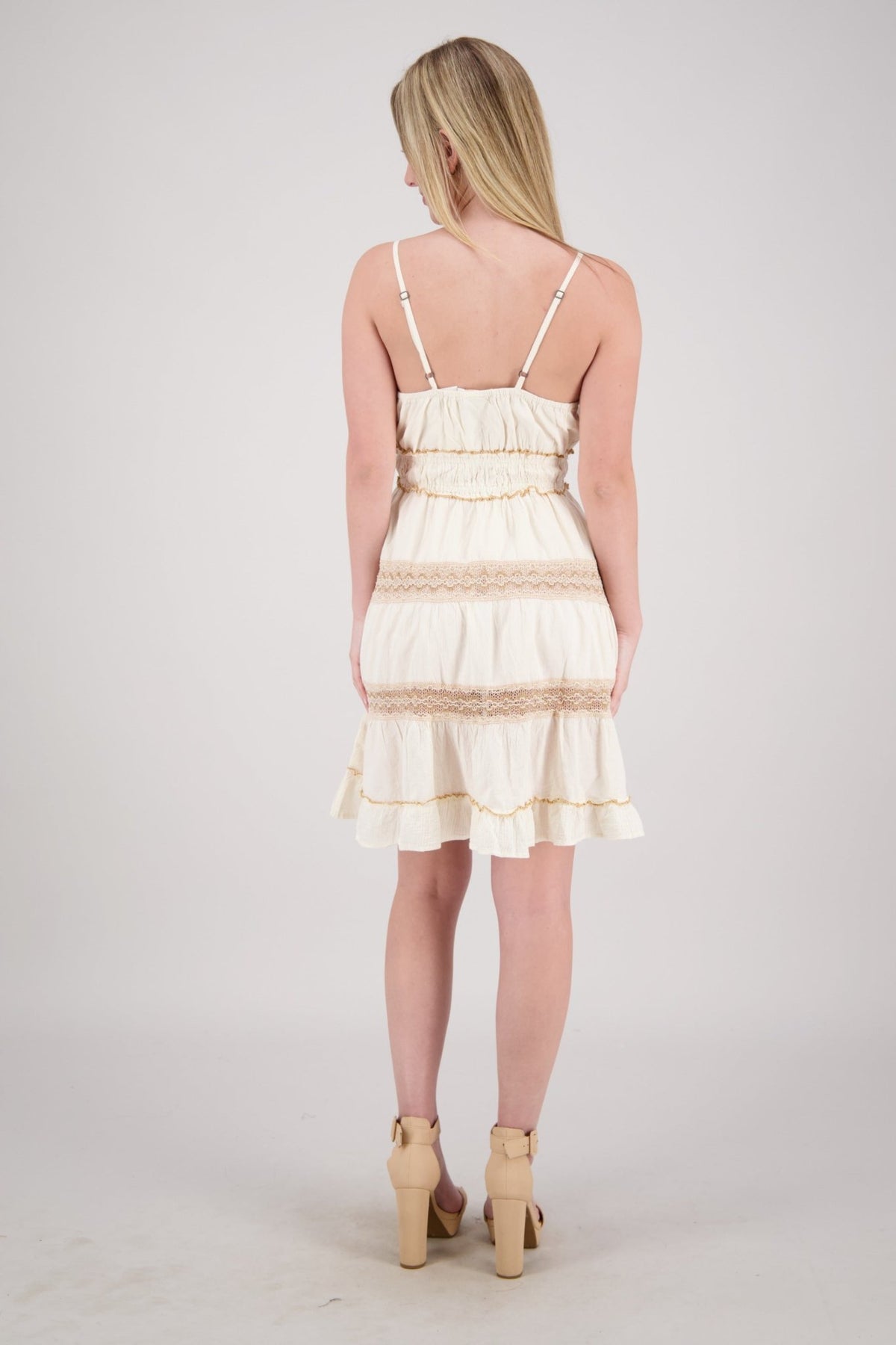 Ivory Boho Chic Tiered Mini Dress 25217 - Advance Apparels Inc