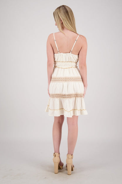 Ivory Boho Chic Tiered Mini Dress 25217 - Advance Apparels Inc