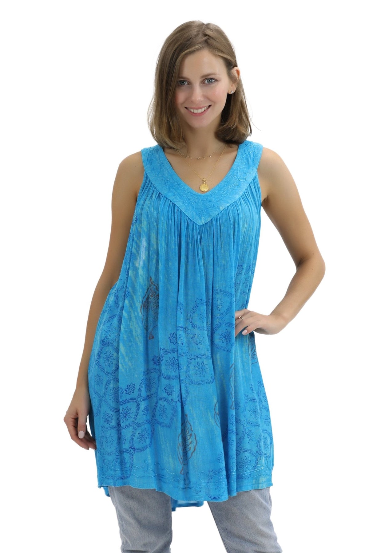Jaipur Tie Dye V - Neck Tank Top 91 - Advance Apparels Inc