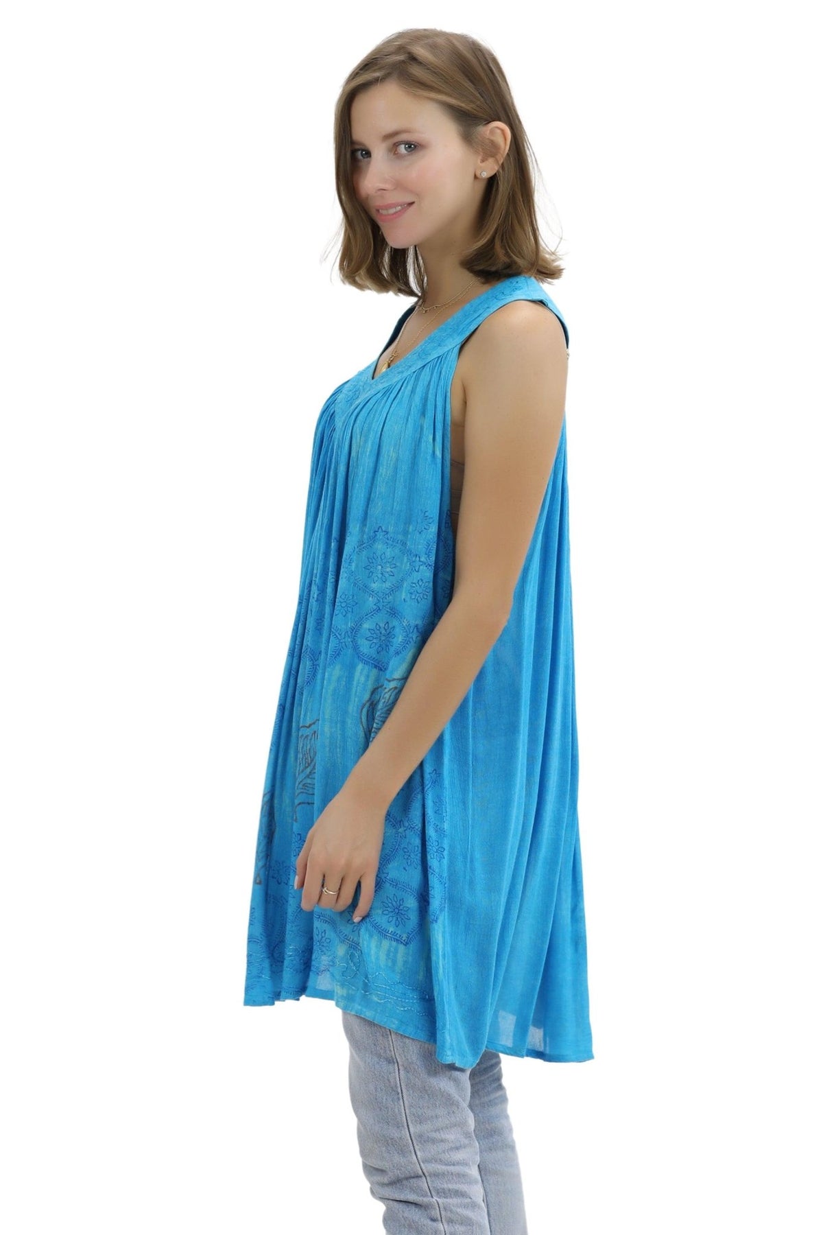 Jaipur Tie Dye V-Neck Tank Top 91 - Advance Apparels Inc