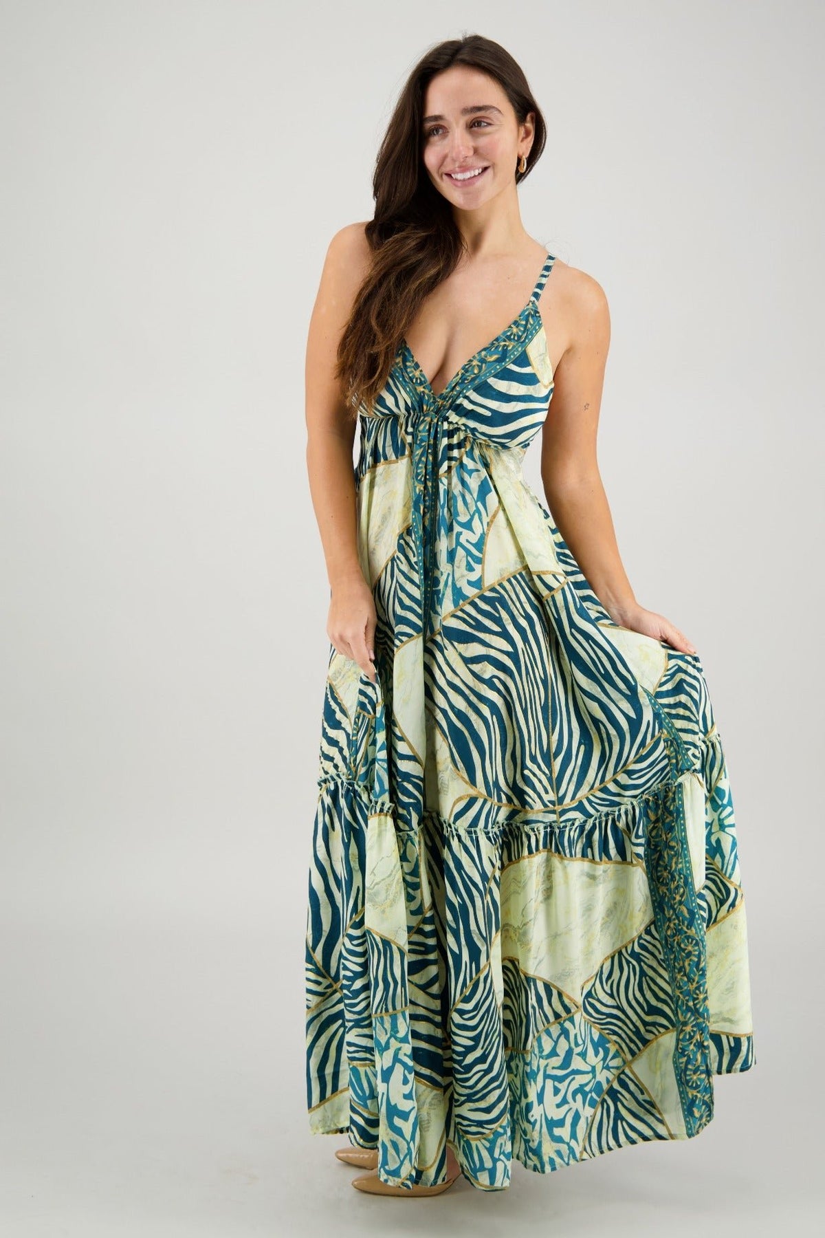 Jungle Mosaic Tie Back Maxi AB - 35104 - Advance Apparels Inc