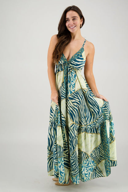 Jungle Mosaic Tie Back Maxi AB - 35104 - Advance Apparels Inc
