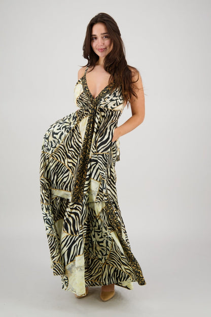 Jungle Mosaic Tie Back Maxi AB - 35104 - Advance Apparels Inc