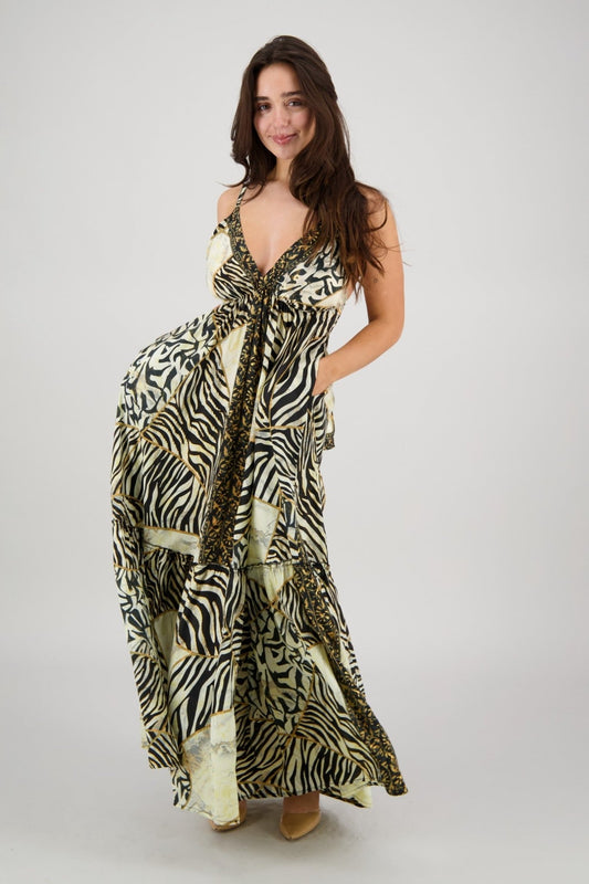 Jungle Mosaic Tie Back Maxi AB - 35104 - Advance Apparels Inc