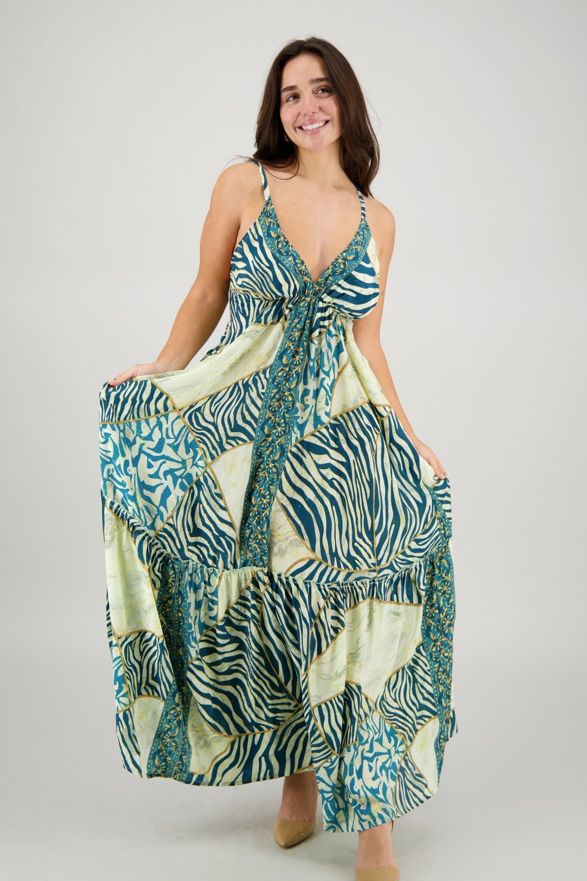 Jungle Mosaic Tie Back Maxi AB - 35104 - Advance Apparels Inc