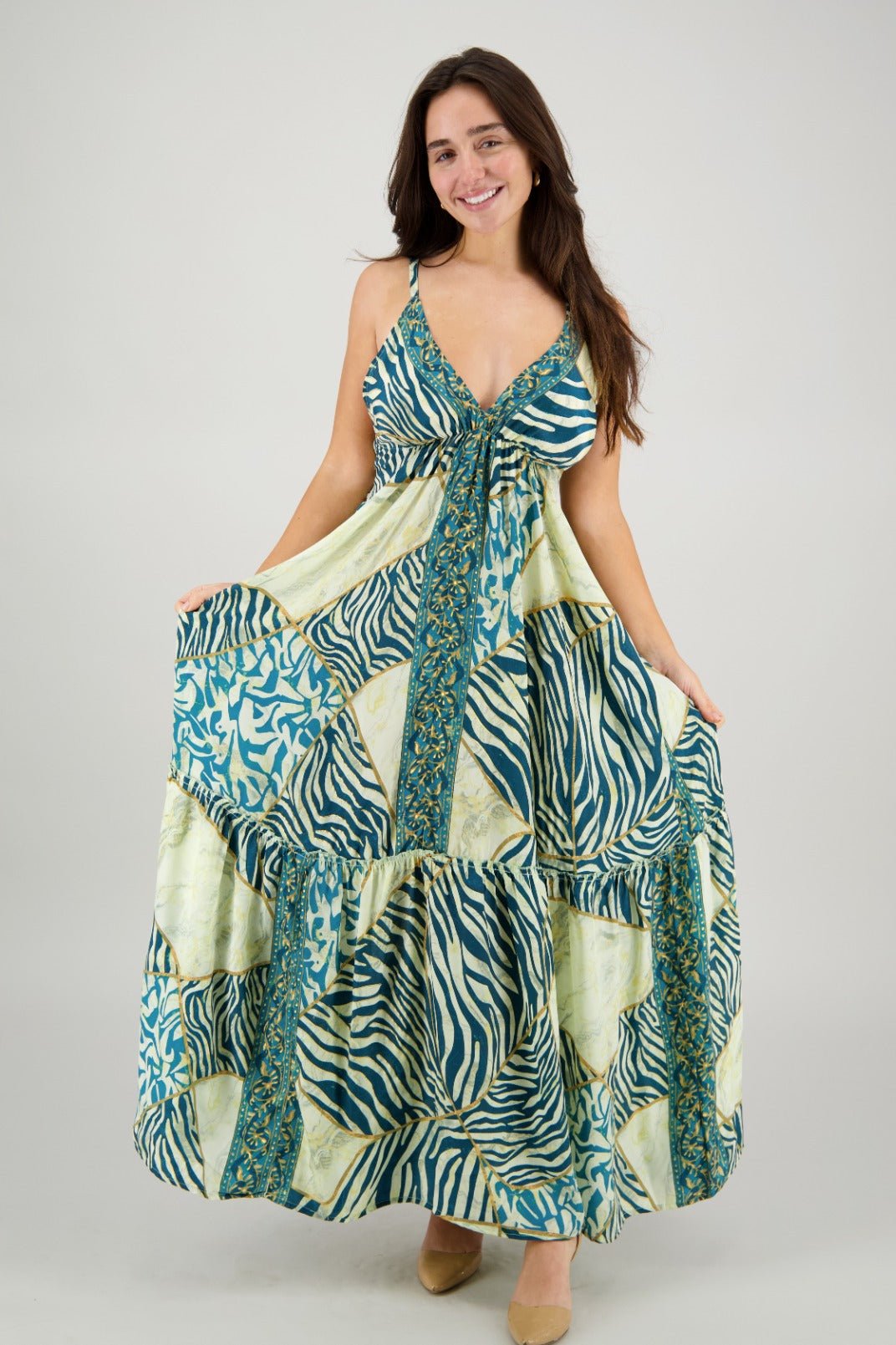 Jungle Mosaic Tie Back Maxi AB - 35104 - Advance Apparels Inc