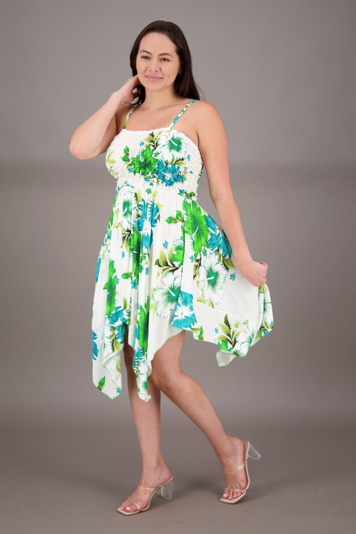 Long Fairytale Bottom Floral Print Beach Dress TH - 349 - Advance Apparels Inc