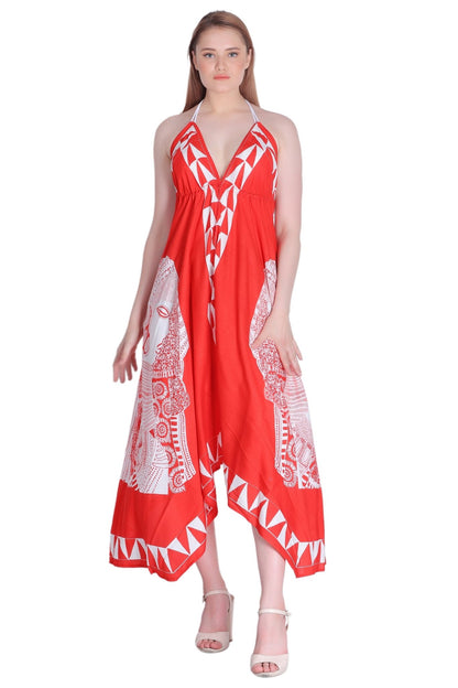 Long Geometric Print Halter Dress 1950 - Advance Apparels Inc