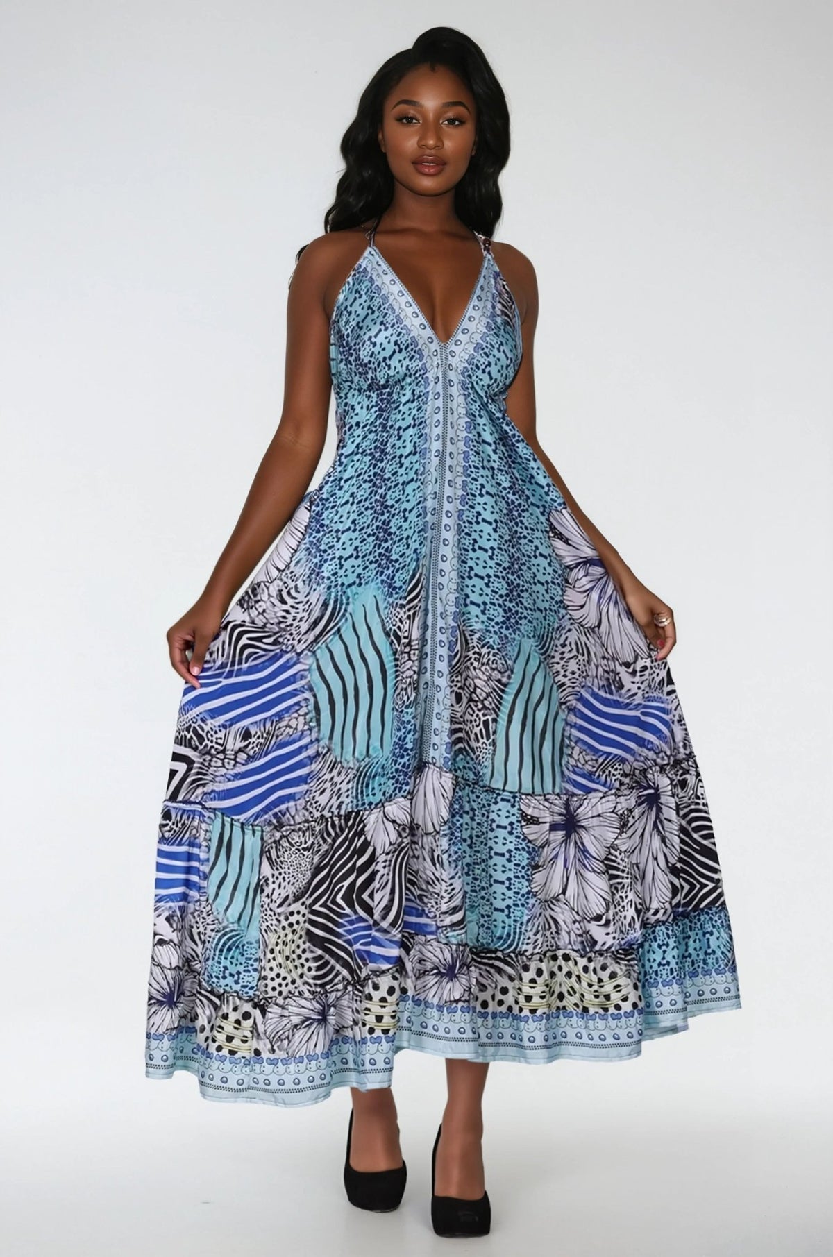 Long Silk Halter Top Dress AB - 26038 - Advance Apparels Inc