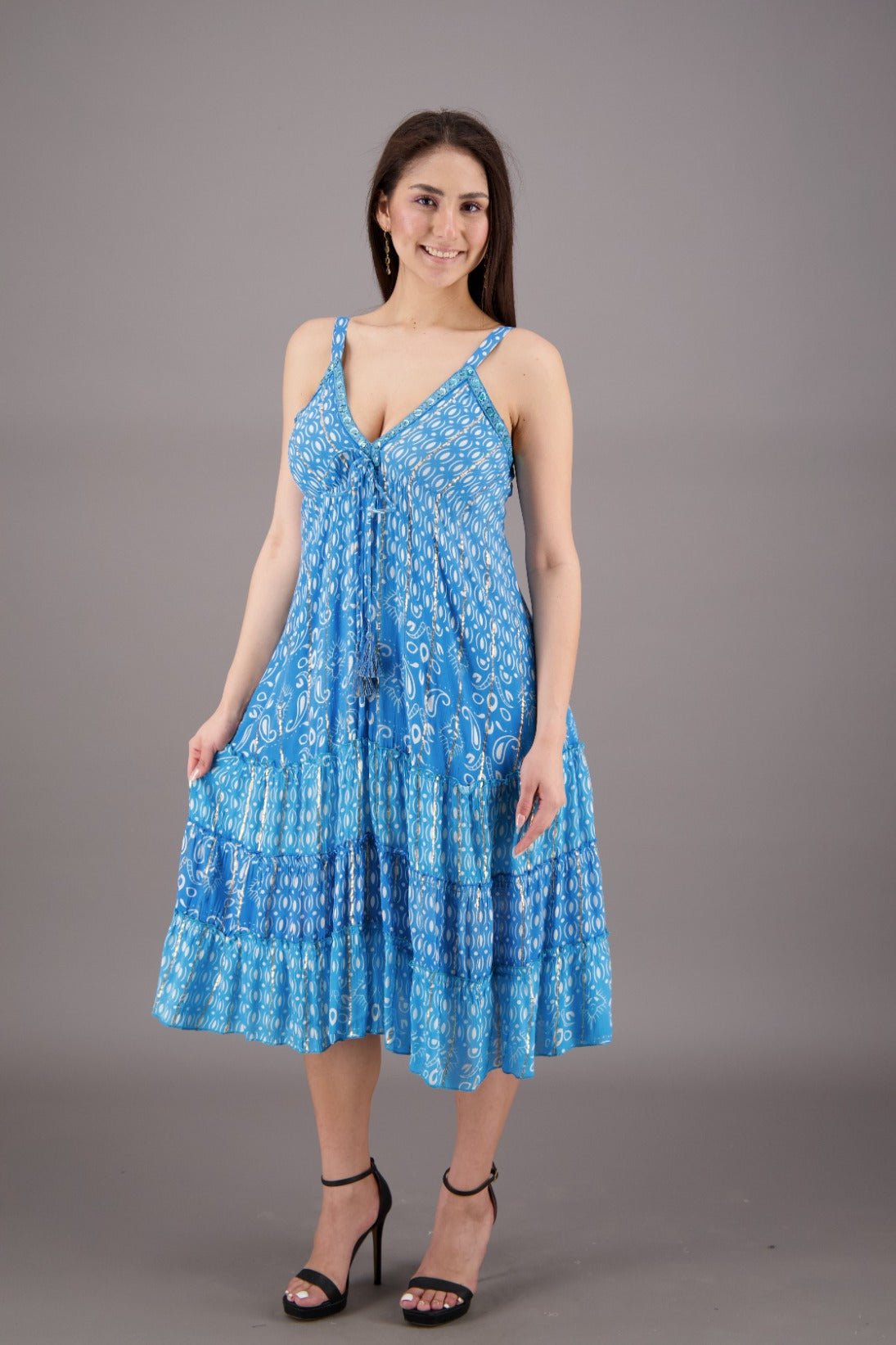Middy Paisley Print Boho Dress 27919 - Advance Apparels Inc