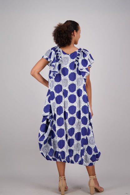 Mosaic Blue & White Versa Dress AD - 25035 - 224 - Advance Apparels Inc