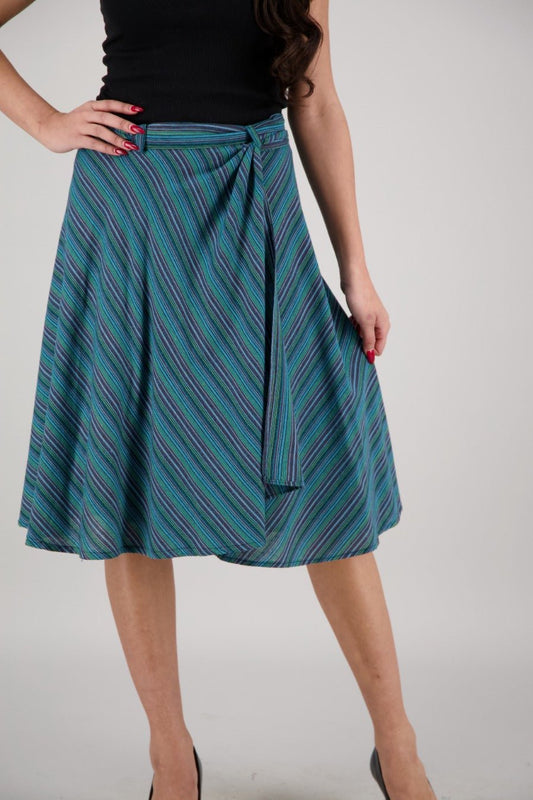 Multicolor Striped Midi Wrap Skirt PAT-3518 - Advance Apparels Inc