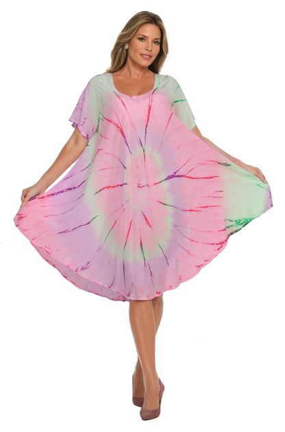 Neon Tie Dye Cap Sleeve Dress 442128 - Advance Apparels Inc