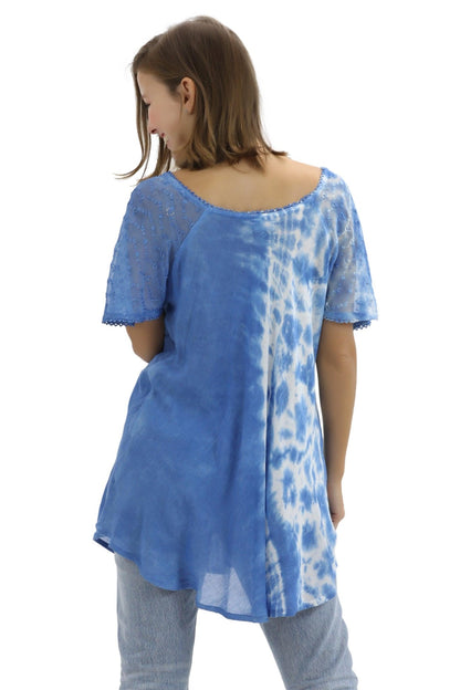 Ocean Tide Tie-Dye Cap Sleeve Blouse 18718 - Advance Apparels Inc