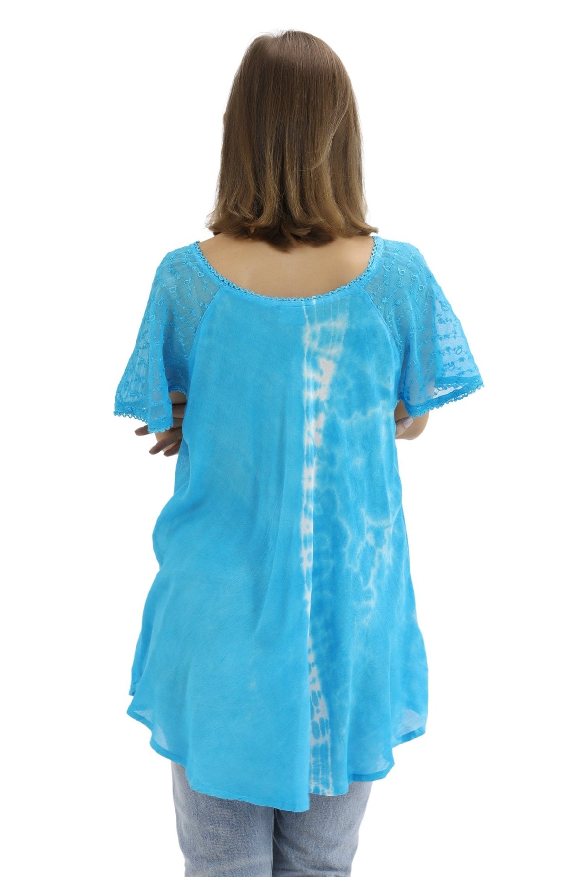Ocean Tide Tie - Dye Cap Sleeve Blouse 18718 - Advance Apparels Inc