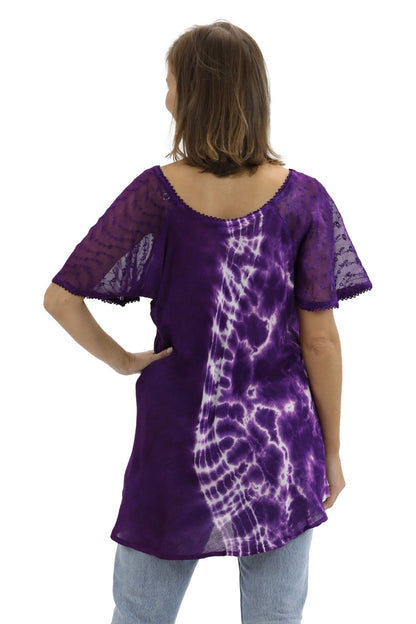 Ocean Tide Tie - Dye Cap Sleeve Blouse 18718 - Advance Apparels Inc