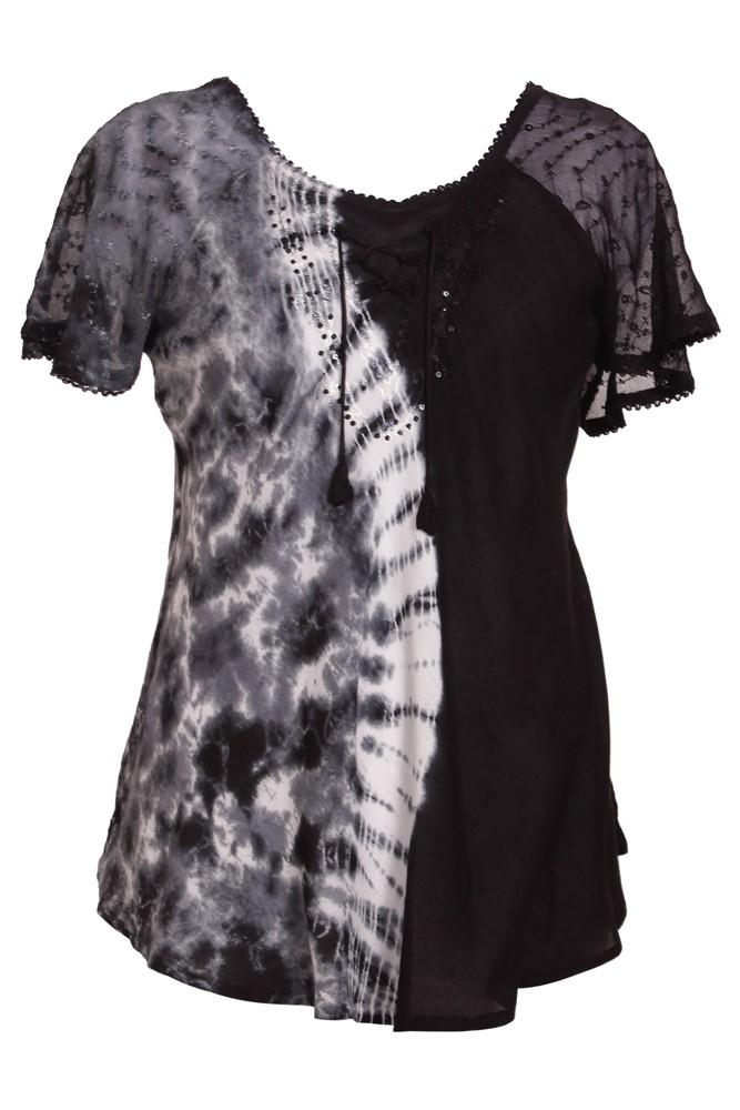 Ocean Tide Tie - Dye Cap Sleeve Blouse 18718 - Advance Apparels Inc