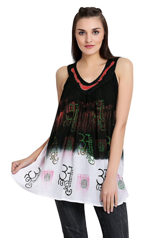 Om Print Tie Dye Tank Top 19528 - Advance Apparels Inc