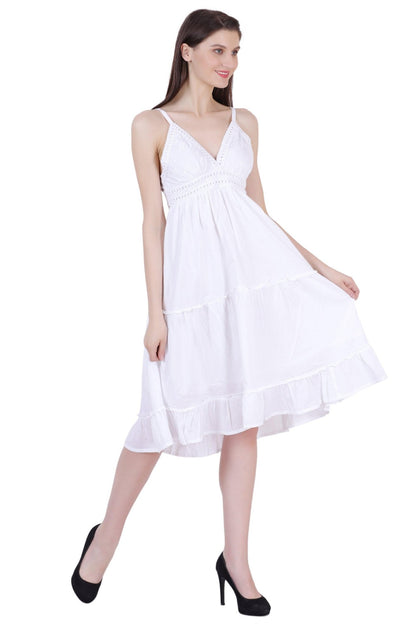Open Back White Cotton Dress 96005 - Advance Apparels Inc