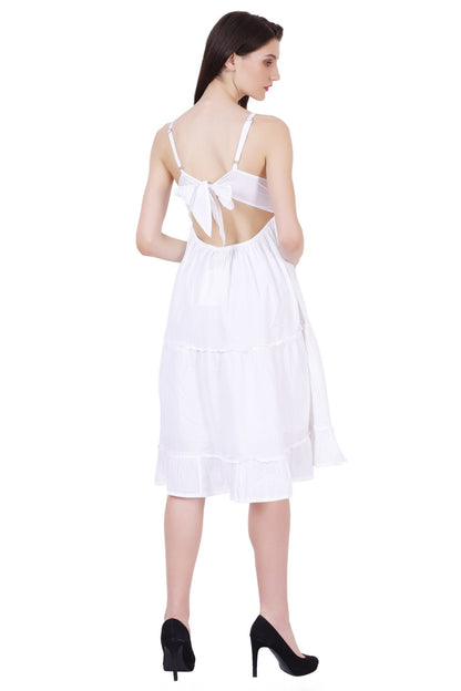 Open Back White Cotton Dress 96005 - Advance Apparels Inc