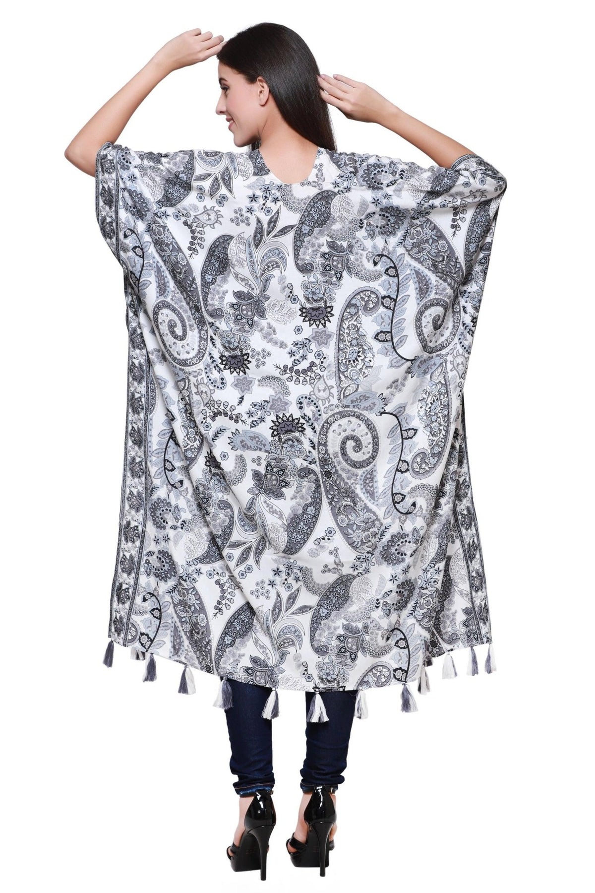 Paisley Print Beach Cover Up Kimono 22032 - Advance Apparels Inc