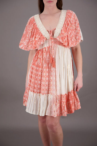 Pastel Flutter Sleeve Middy Dress 24929 - Advance Apparels Inc