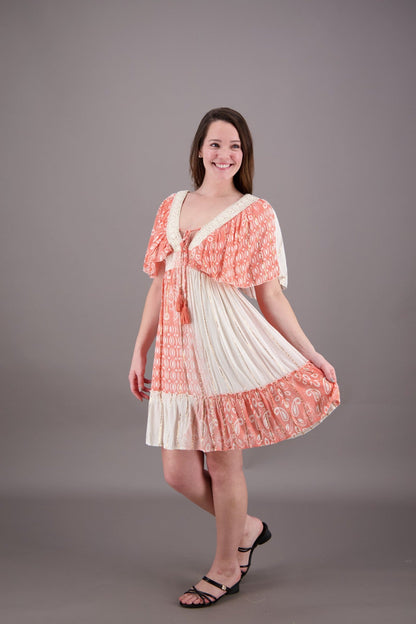 Pastel Flutter Sleeve Middy Dress 24929 - Advance Apparels Inc