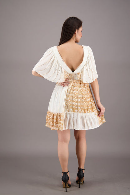 Pastel Flutter Sleeve Middy Dress 24929 - Advance Apparels Inc