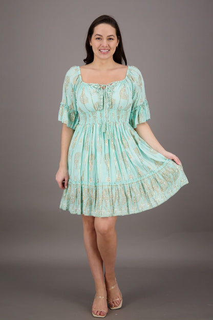 Pastel Paisley Short Sleeve Dress 24942 - Advance Apparels Inc