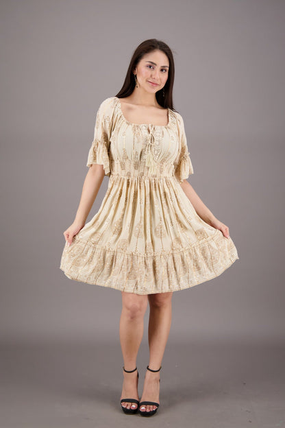Pastel Paisley Short Sleeve Dress 24942 - Advance Apparels Inc