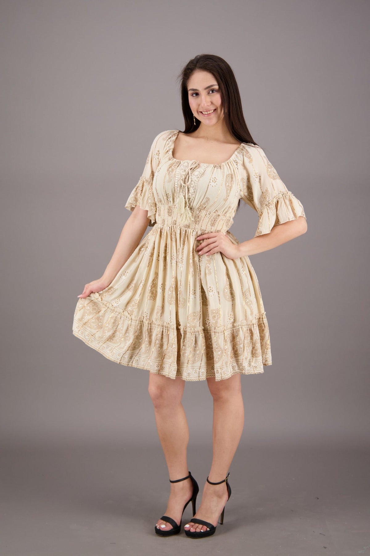 Pastel Paisley Short Sleeve Dress 24942 - Advance Apparels Inc